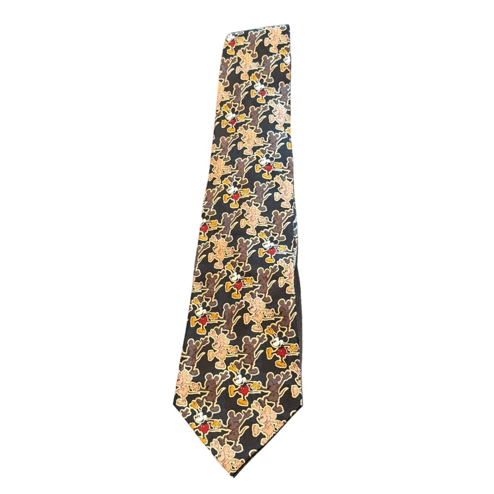 Vintage Disney Mickey Mouse Unlimited Mens Tie Cartoon Prints 100% Silk
